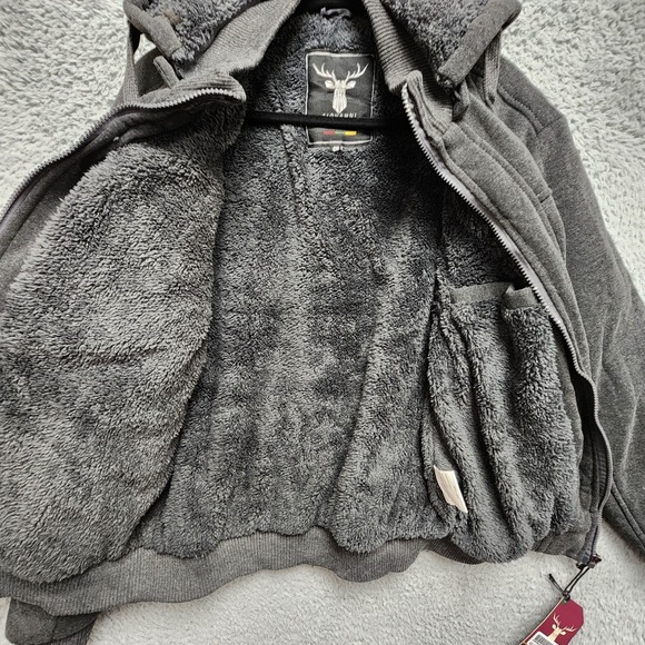 Giovanni Gali Fleece Jacket Mens Small Gray Sherpa Lined‎ Full Zip Hooded NEW - Picture 8 of 13